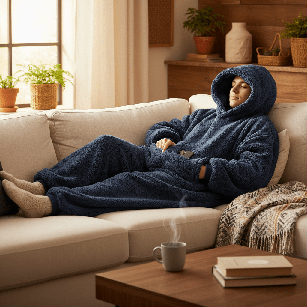 Oversized Hoodie Blanket - Ultra Soft Wearable Blanket with Pocket - All - N - 1